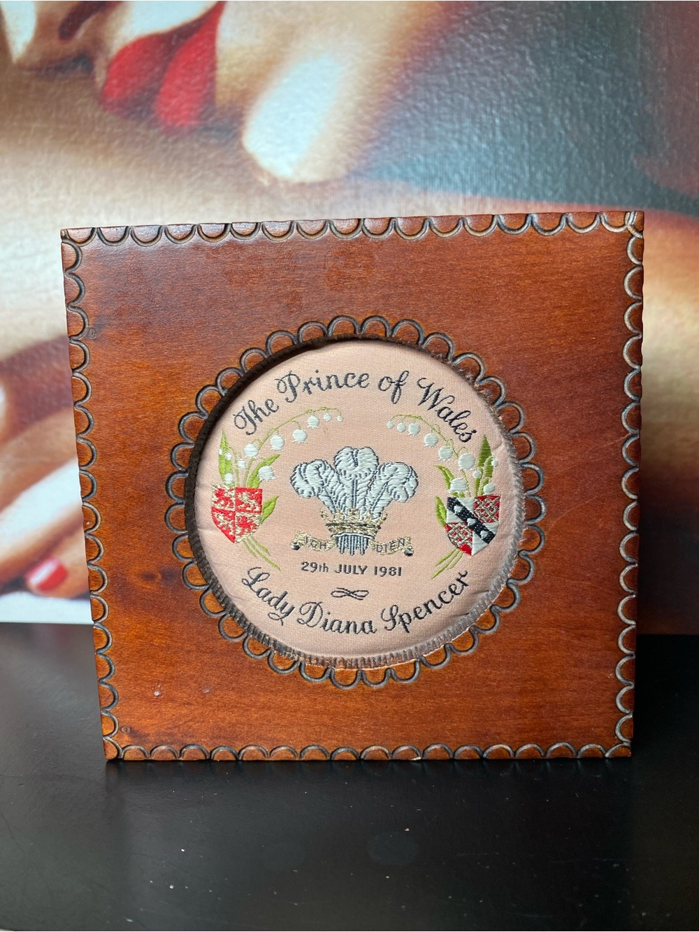 1981 Charles & Diana Royal Wedding Cash's Silk Inlaid Wooden Box